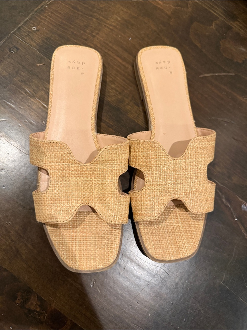 a new day Woven Natural Tan Slide Sandals